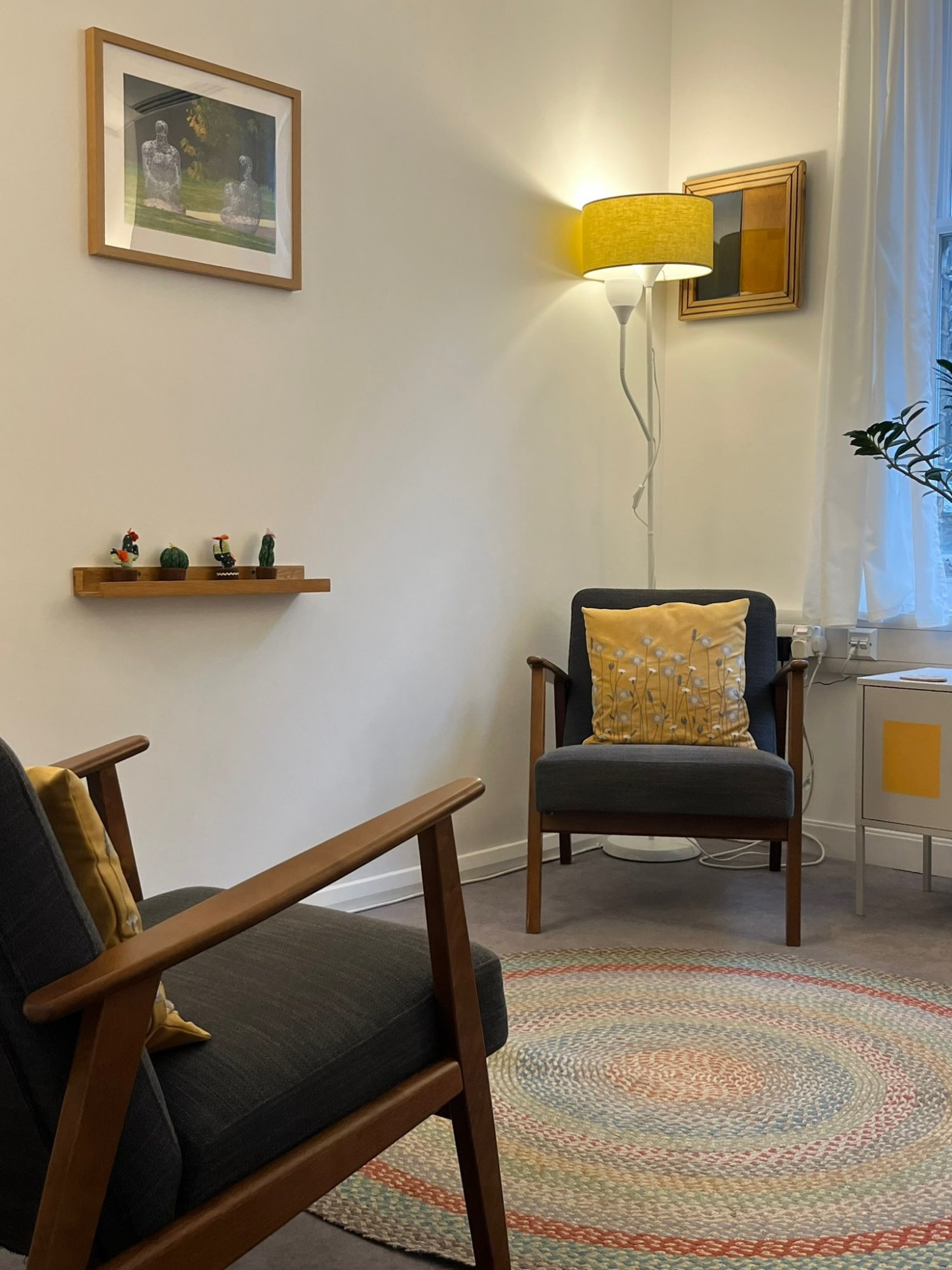 The therapy room at Relational Spaces, King's Cross